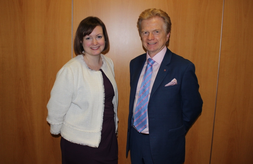 Ruth Edwards alongside local party chairman Cllr Neil Clarke MBE